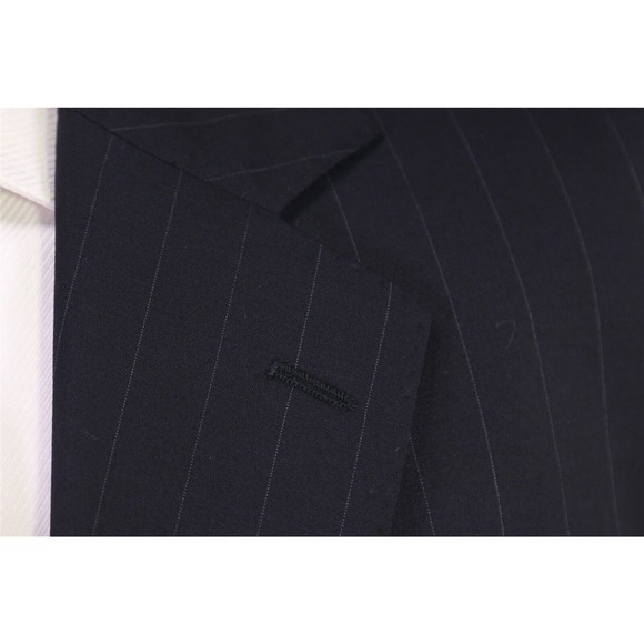 Glenmore Argentina Navy Blue Pinstripe Wool-Mohair Loro Piana Suit 40R - Picture 5 of 11